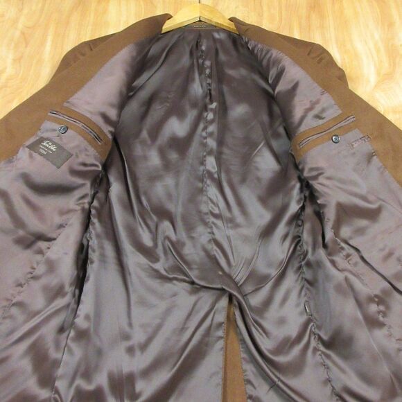 TASSO ELBA Macy's 100% Cashmere Blazer Sz 42R Camel Brown Sport Coat Suit Jacket - Picture 2 of 10